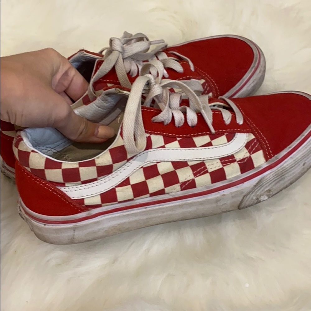 Vans red checker shoes